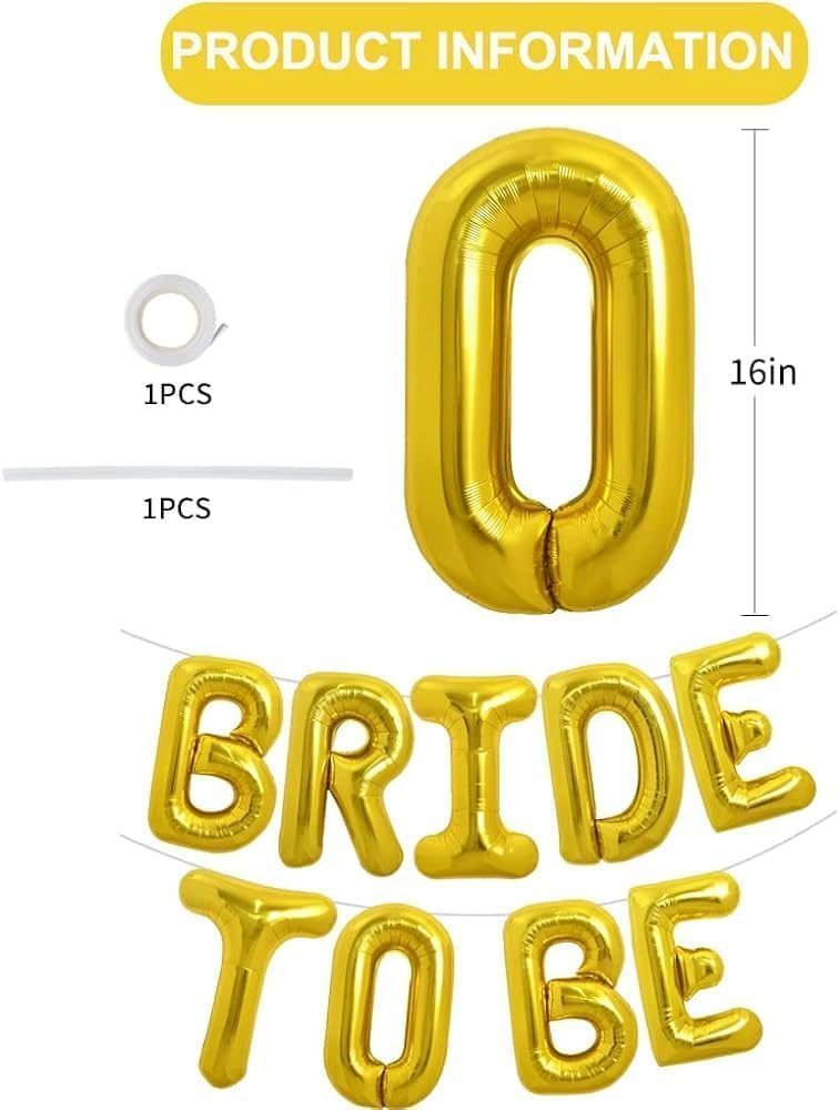 Bachelorette Foil Bride to Be Letter Balloon Pack of 9 Golden Bridal Shower Party Decoration Banner Haldi Ceremony Decor