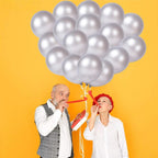 Silver Latex Balloons Kit - Pack of 30 | Silver Balloon for Arch Decoration | Shiny Silver Balloons for Graduation Decoration | Latex Balloons for Birthday, Bridal Baby Shower, Home, Office Decor