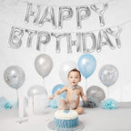 Silver Happy Birthday Balloons Banner - 16 Inch | Happy Birthday Sign Balloons for Happy Birthday Decorations | Happy Birthday Party Decoration | Happy Birthday Banner for Birthday Party Decoration