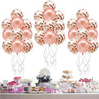 Rose Gold Confetti Balloons – Pack of 30, 12 Inch | Great for Bridal Shower Decorations, Birthday Parties | Pre-filled Rose Gold Confetti Latex Balloons for Weddings & Events