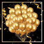 Golden Metallic Balloons for Decoration, Shiny Gold Latex Balloons for Birthday, Anniversary, Wedding, Baby Shower, Bachelorette, Festival Decor – Pack of 50