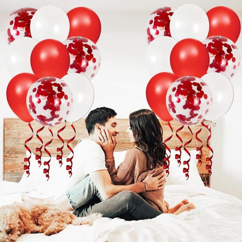 Red and White Balloons for Valentine's Decorations – Pack of 40 | Red Balloons for Romantic Decor | Valentine's Balloons, Red & White Balloons | Valentine's Decor for Him/Her