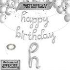 Silver Balloon Banner – 16 Inch | Happy Birthday Cursive Sign, Banner, Decorations, Balloons, Party Décor
