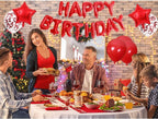 Red Happy Birthday Balloons，13Pcs Letters Balloons，2Pcs Giant Star Foil Balloons ，4Pcs Confetti ，11Pcs Latex Party Decorations And Supplies