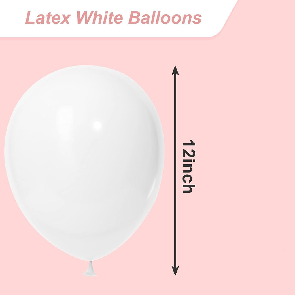 50 Pack White Balloons 12 Inch, Red Latex Balloons for Kids Party balloons Supplies Wedding Birthday Bridal Shower Decorations.