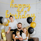 Gold Cursive Happy Birthday Banner – 16 Inch Balloon Banner, Decorations for Birthday Party