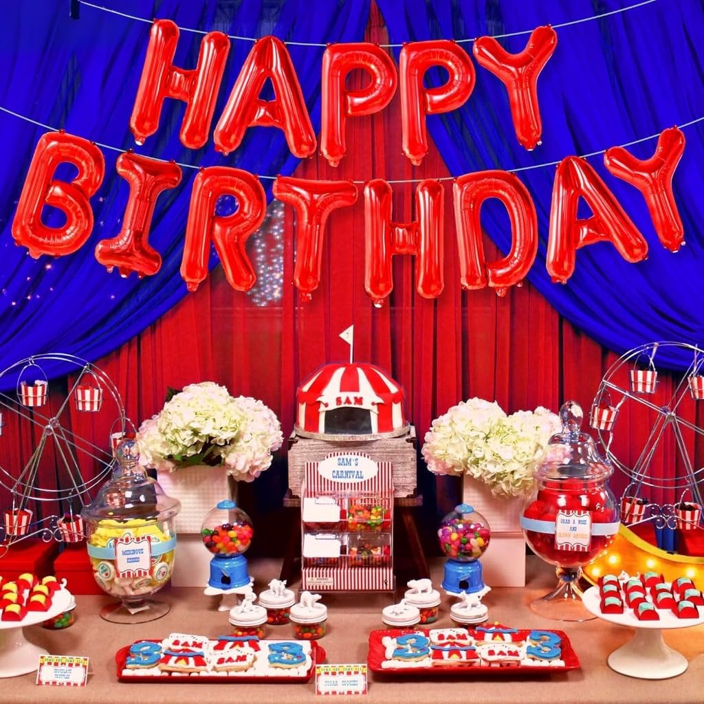 Red Happy Birthday Balloon Banner - 16 Inch | Red Mylar Foil Balloon For Happy Birthday Decorations | Birthday Sign Banner For Birthday Party Decorations