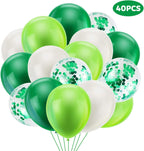 40Pcs 12 Inches St. Patrick'S Day Latex Balloons Confetti Balloons Set - Green & White Balloons Helium Balloons For Saint Patty'S Day Irish Party Decorations Supplies