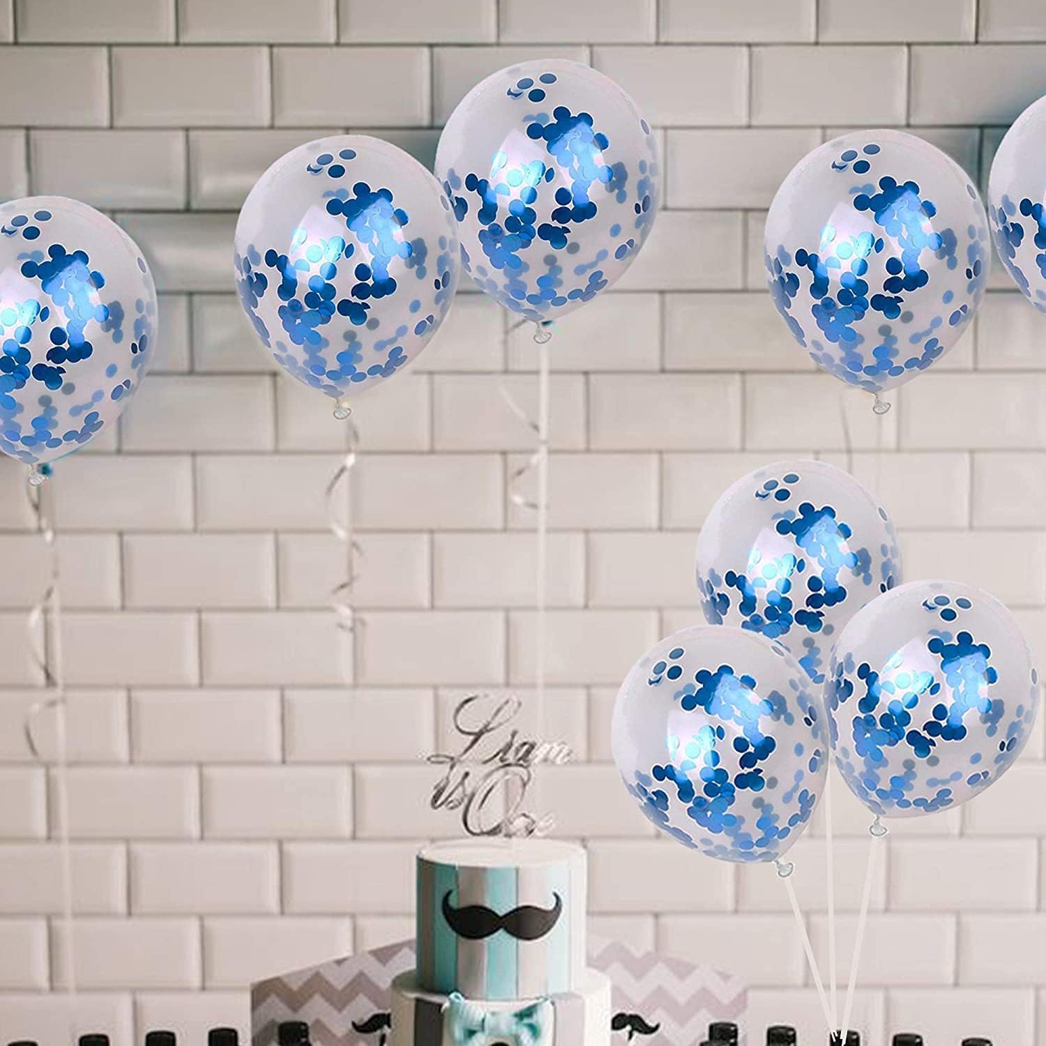 Birthday Confetti Balloons for Birthday Theme Party Decoration | Baby Shower, Wedding Décor, Anniversary Balloons for Decoration Items, Dark Blue Confetti Balloons Pack of 20 Pcs