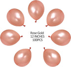100 PCS 12 Inches Pearlized Rose Gold Latex Balloons Large Thick Big Round Shining Pearlescent Biodegradable Bulk Helium Gas or Air Inflated for Kids Birthday Wedding Party Decorations Supplies Favors