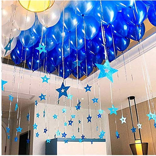 100 Pack 12" White & Dark Blue & Light Blue Balloons Set, Valentines Day Party Decorations, Helium Balloons Thick Latex Balloon