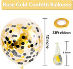 Black Gold Confetti Latex Balloons - 60 Pack 12 inch Helium Black Gold Confetti Balloons for Wedding Graduation Baby Shower Birthday Party Decorations