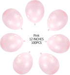 100 PCS 12 Inches Pink Latex Balloons Large Thick Big Round Biodegradable Bulk Helium Gas or Air Inflated for Kids Birthday Graduation Wedding Party Halloween Christmas Deco Supplies Favors