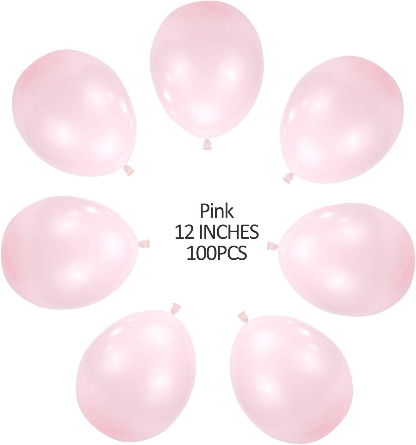 100 PCS 12 Inches Pink Latex Balloons Large Thick Big Round Biodegradable Bulk Helium Gas or Air Inflated for Kids Birthday Graduation Wedding Party Halloween Christmas Deco Supplies Favors
