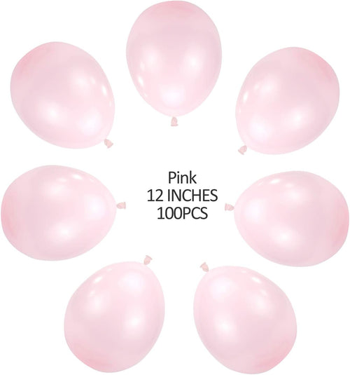 100 PCS 12 Inches Pink Latex Balloons Large Thick Big Round Biodegradable Bulk Helium Gas or Air Inflated for Kids Birthday Graduation Wedding Party Halloween Christmas Deco Supplies Favors