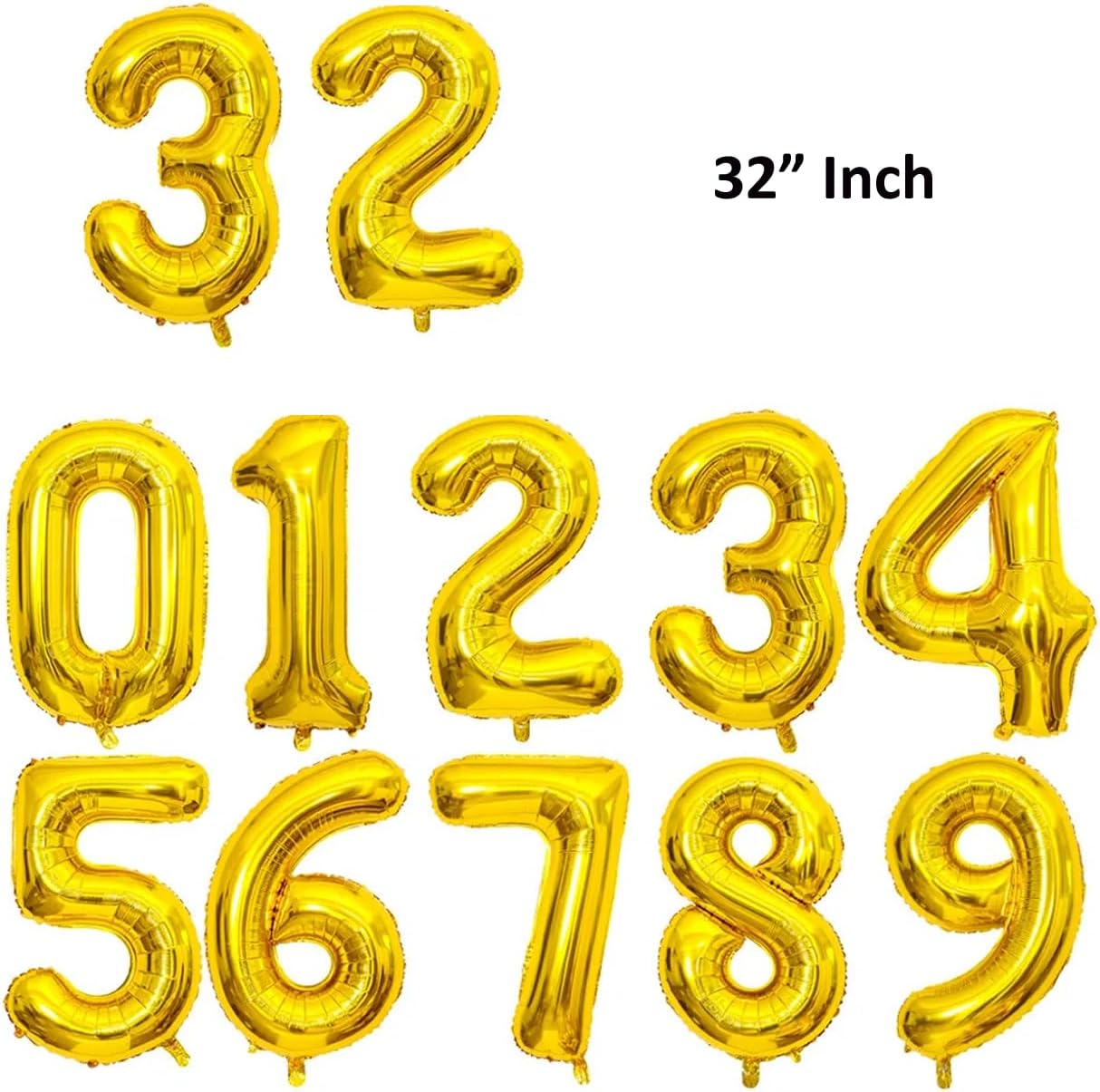 32 Inch Number Foil Balloons - Perfect for Anniversaries, Weddi