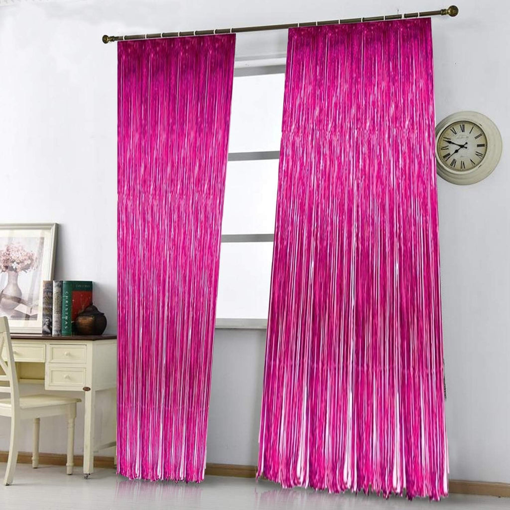 Foil Curtain (Pink, Set of 1) / Foil Curtain Pink/Foil Fringe Curtain/Party Decorations