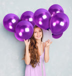Metallic Purple Balloons 12 Inch - (Pack of 50) Birthday Decoration Balloons for Kids & Adults, Party Décor for Birthday, Anniversary, Baby Shower, Welcome, Bachelorette – Metallic Finish