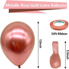 Rose Gold Metallic Chrome Balloons – 100 Pack, 12 Inch Rose Gold Latex Round Helium Balloons for Wedding, Anniversary, Baby Shower, Birthday Party Decorations
