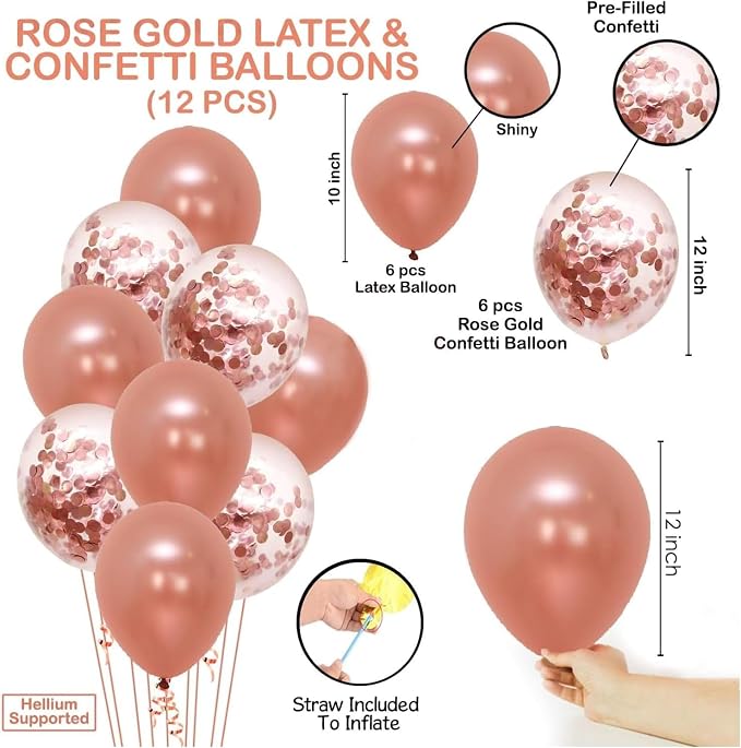25Pcs Golden Happy Birthday Foil Balloon, Confetti and Metallic Balloons Combo for Birthday Decoration Items for Kids