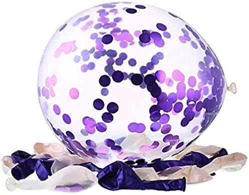 12Pcs Purple Confetti Balloons For Unicorn Happy Birthday Balloon Or Birthday Decorations Items For Girls