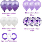 40PCS 12 inch Purple Latex Balloons Foil Confetti Balloons Decorative Balloons with 3pcs ribbon for Weddings Birthday Graduation Party Supplies