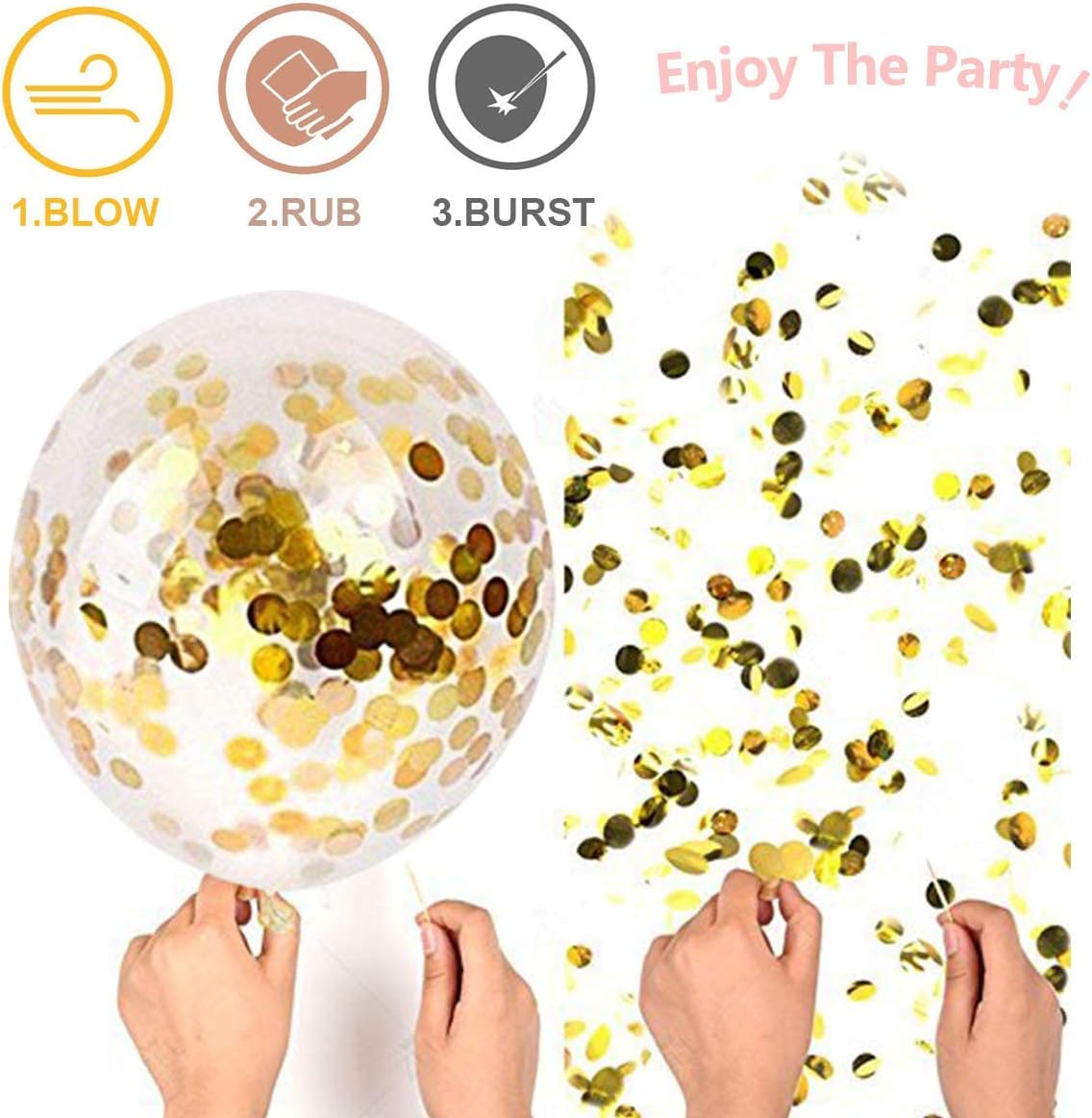 40 Pcs 12 Inch Confetti Latex Balloon Set with 3 Roll Ribbon for Birthday Wedding Party Decorations, Purple Brand: Axgo