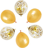 50 12-inch Latex Balloons, 25 Pearlized Pearlescent Gold+25 Transparent with Confetti Large Thick Big Round Shining Biodegradable Bulk Helium Gas Air Inflated Kids Birthday Wedding Party Decorations