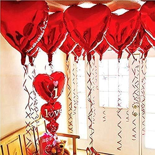 Pack of 20 Pcs 18 Inch Red Heart Shaped Foil Balloons for Valentines Day, Wedding, Engagement Decoration