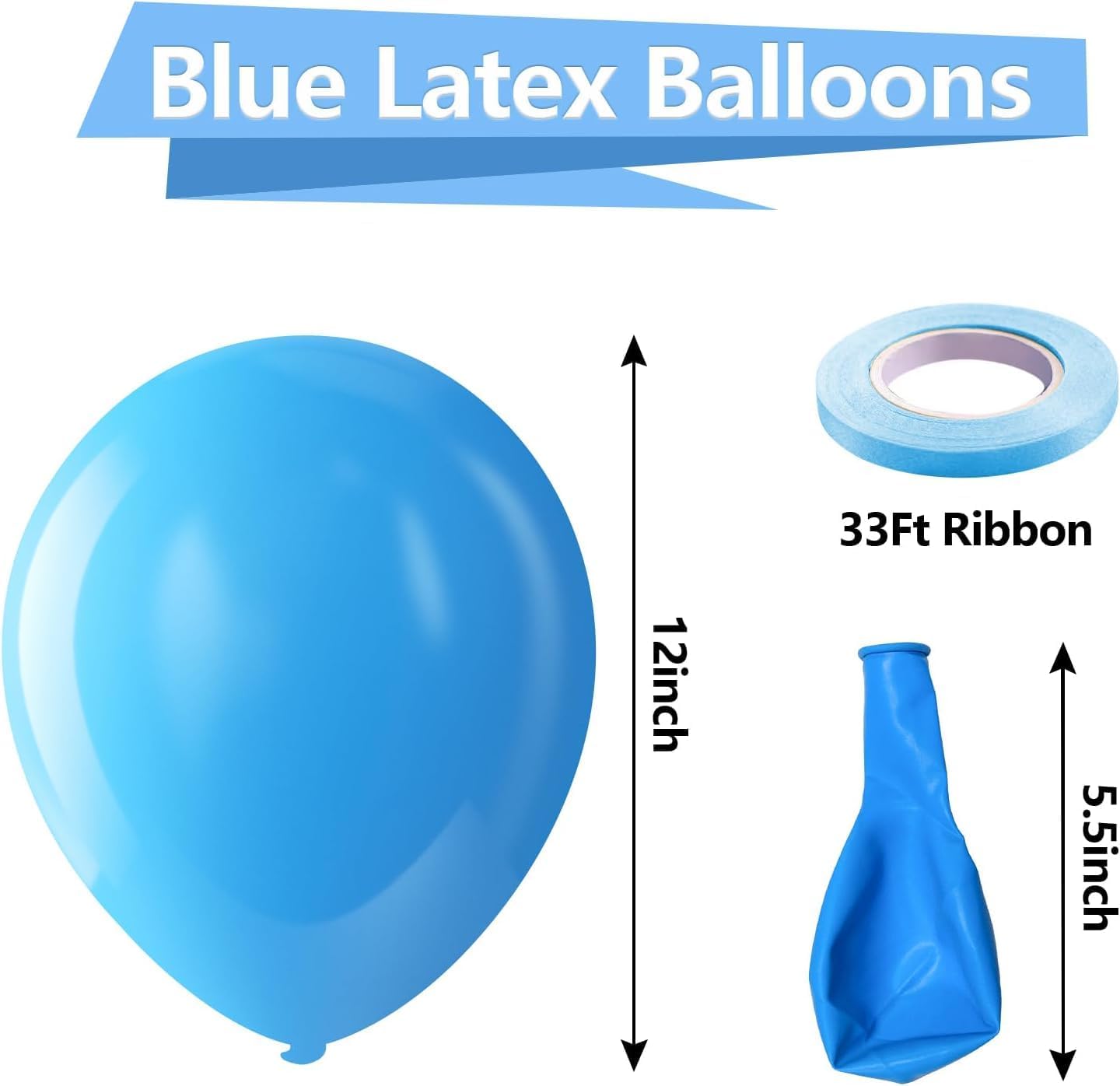 Blue Balloons Latex Party Balloons - 100 Pack 12 inch Round Helium Light Blue Balloons for Baby Shower Wedding Birthday Party Decorations