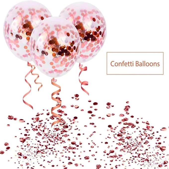 Rose Gold Balloons Set of 2 - Confetti Latex Balloon Foil Heart Star Balloons for Birthday Wedding Baby Shower Party Balloon Decoration Party Supplies (Pack of 2)