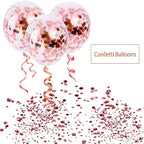 Rose Gold Balloons Set of 2 - Confetti Latex Balloon Foil Heart Star Balloons for Birthday Wedding Baby Shower Party Balloon Decoration Party Supplies (Pack of 2)
