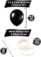 Black Latex Balloons Kit for Birthday Party - Pack of 30, 12 Inch | Black Metallic Balloons for Graduation Party Decorations | Shiny Black Balloons for Wedding Decorations, Bridal and Baby Sh