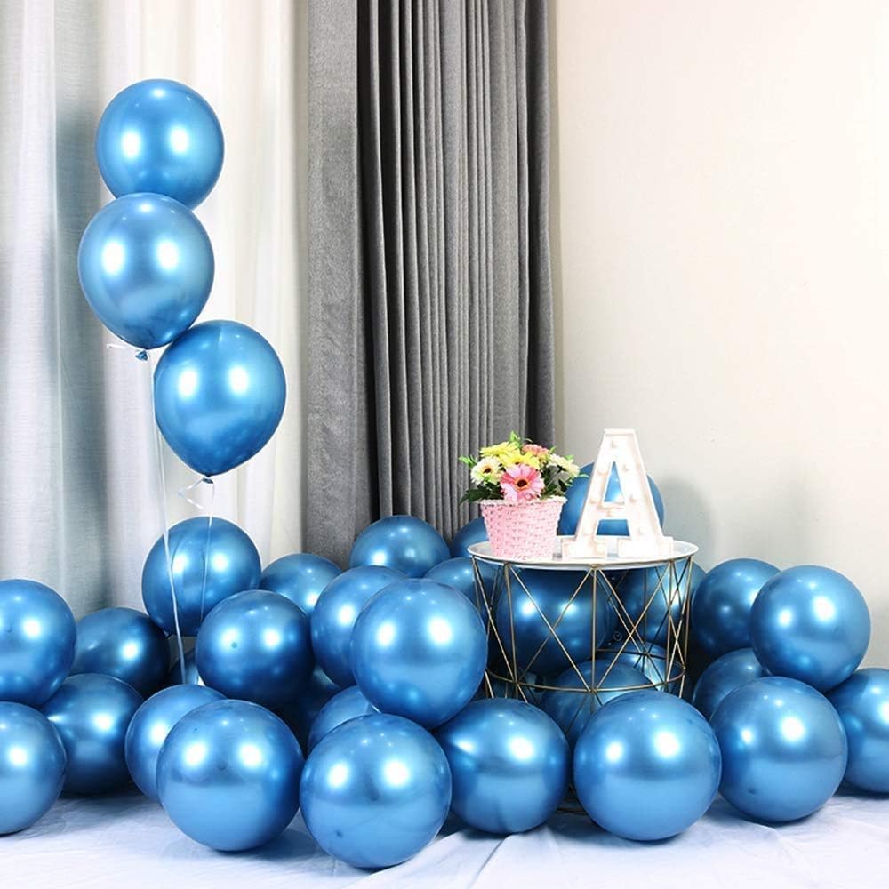 (Pack of 50) Blue HD Metallic Balloons Pack Blue Theme Boy Kids Birthday Party Decoration/Anniversary Party Decoration Balloon - Packet of 50 Balloons