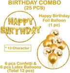 25Pcs Golden Happy Birthday Foil Balloon, Confetti and Metallic Balloons Combo for Birthday Decoration Items for Kids