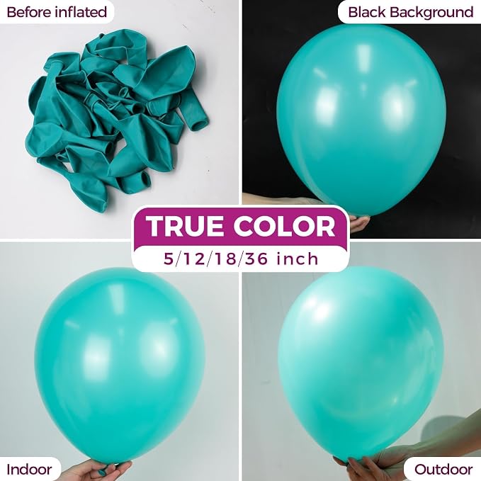 12 Inch Green Latex Balloons, 100 Pcs with 1 Ribbon for Parties