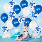 Navy Blue and White Balloons Decoration - 30 Pack | Blue Balloons and Blue Confetti Balloons | Navy Blue Balloons Arch Garland for Navy Party, Graduation Decorations, Birthday Party Decor
