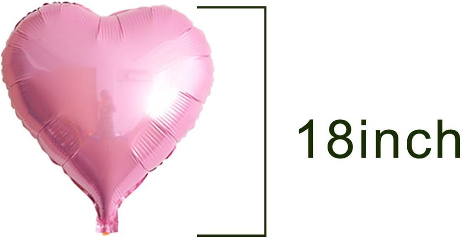 25pcs Heart Shape Foil Mylar Balloons Pink 18" for Birthday Party Decorations, Wedding Decor, Engagement Party, Holiday, Baby Show