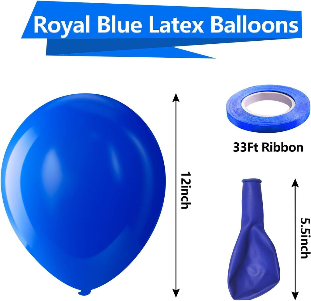 Royal Blue Latex Party Balloons - 100 Pack 12 inch Round Helium Blue Balloons for Birthday, Graduation, Baseball, Nautical, 4th of July, Independence, Memorial Day, Patriotic Party Decorations