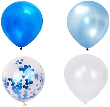 40PCS 12 inch Blue Latex Balloons Foil Confetti Balloons Decorative Balloons with 3pcs ribbon for Weddings Birthday Graduation Party Supplies (Blue)
