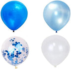40PCS 12 inch Blue Latex Balloons Foil Confetti Balloons Decorative Balloons with 3pcs ribbon for Weddings Birthday Graduation Party Supplies (Blue)