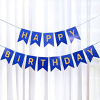 Banner Happy Birthday 13 Piece Bunting Home, Party Hall and Backyard Dark Blue Color Decoration Birthday Signs Party Supplies