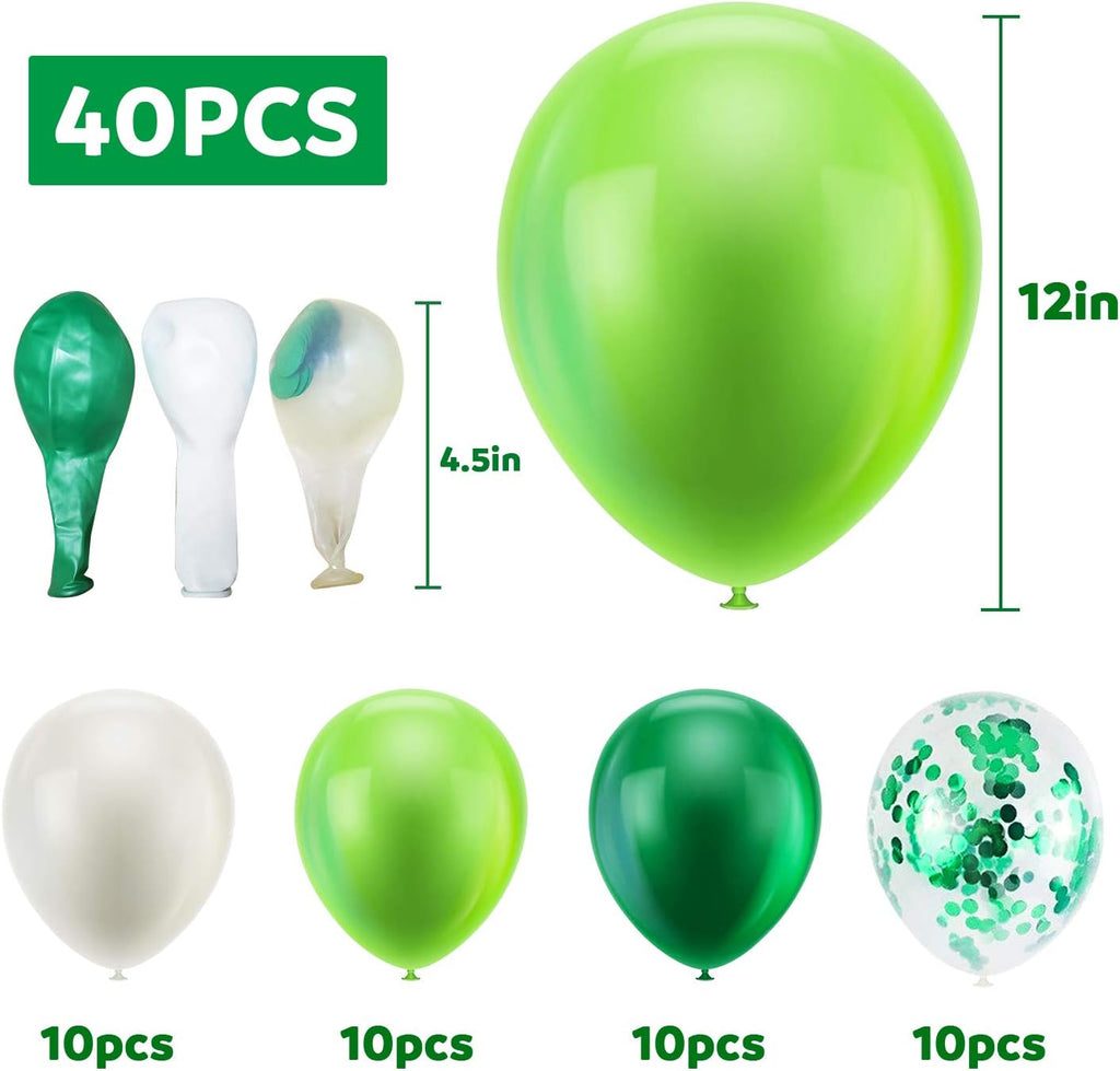 40Pcs 12 Inches St. Patrick'S Day Latex Balloons Confetti Balloons Set - Green & White Balloons Helium Balloons For Saint Patty'S Day Irish Party Decorations Supplies