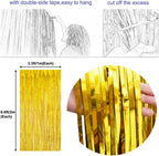 3Pcs Gold Foil Fringe Curtain – Foil Metallic Fringe Shimmer Backdrop Curtains for Birthday Party Decorations. These gold birthday curtains are ideal for baby showers and special celebrations. Each cu