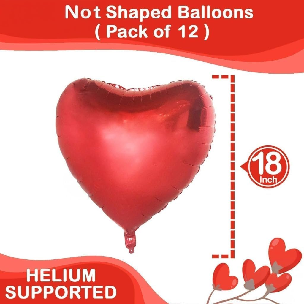 Huge Red Heart Balloon, 12 Pack – Heart Shaped Balloons for Decor, Anniversary, Romantic Decorations