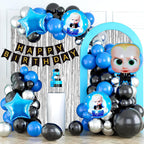 Boss Baby Theme Birthday Decorations Kit - 55 Pcs With Happy Birthday Banner (Cardstock), Blue Balloons