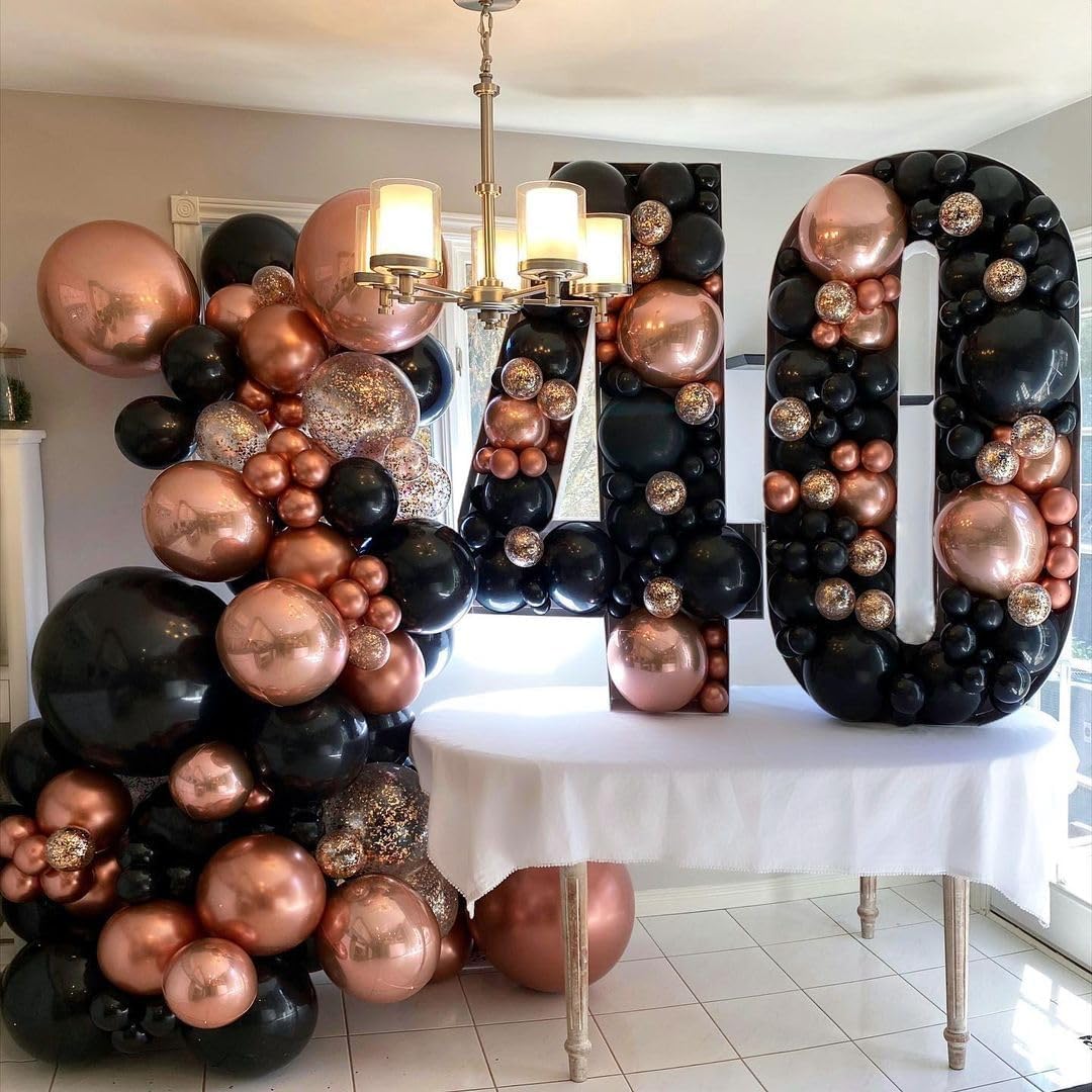 Rose Gold Metallic Chrome Balloons – 100 Pack, 12 Inch Rose Gold Latex Round Helium Balloons for Wedding, Anniversary, Baby Shower, Birthday Party Decorations