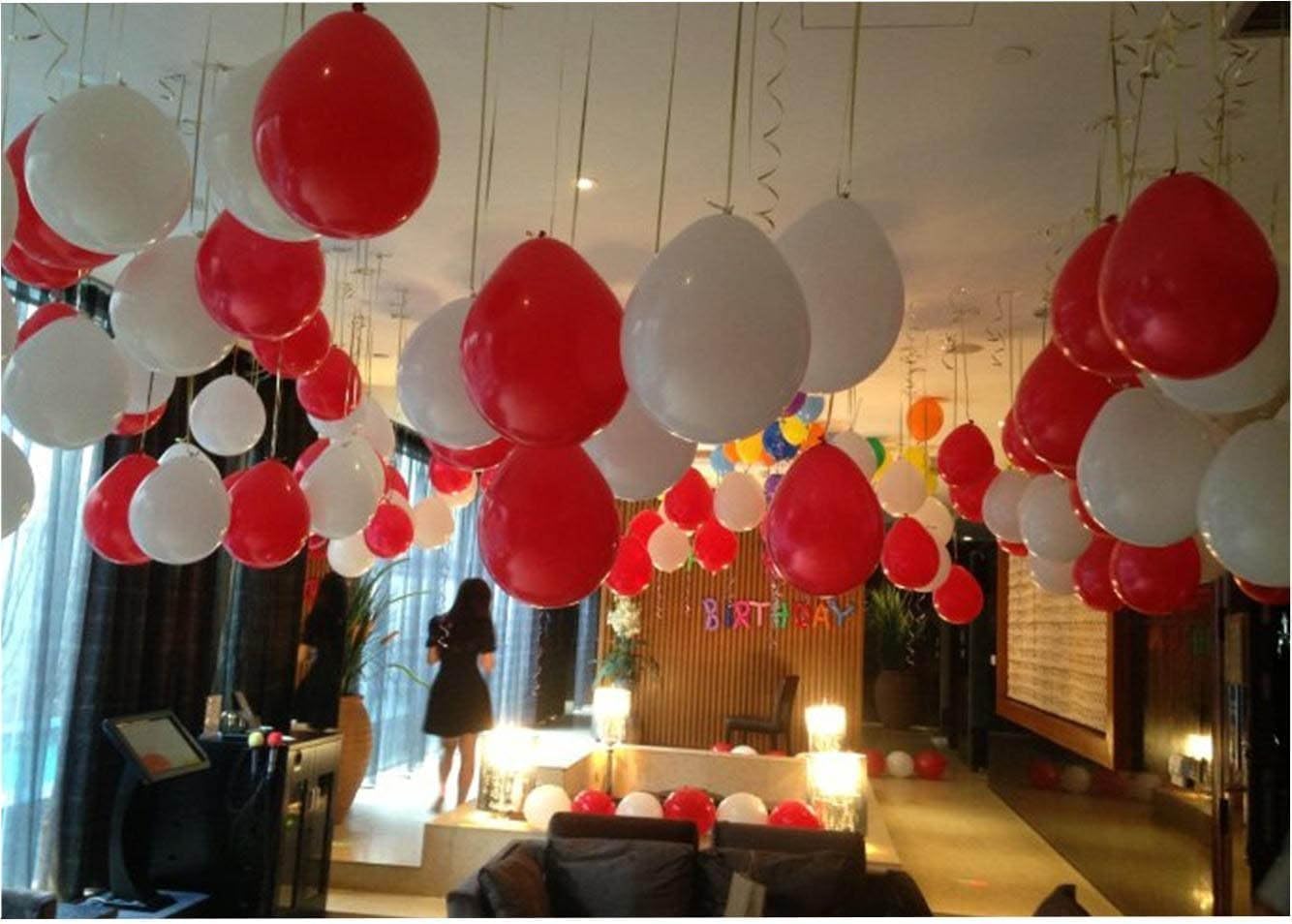 50 Pcs Metallic Red and White Balloons – Red White Birthday Balloons – Red and White balloons decorations – Red, White balloons for Anniversary/baby shower/birthday party