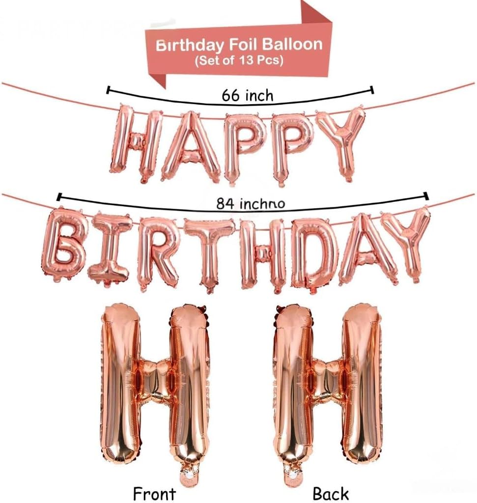 24 Pcs Rose Gold Happy Birthday Decoration Items for Birthday Decoration Girls, Women, Wife or Party Decorations for Birthday