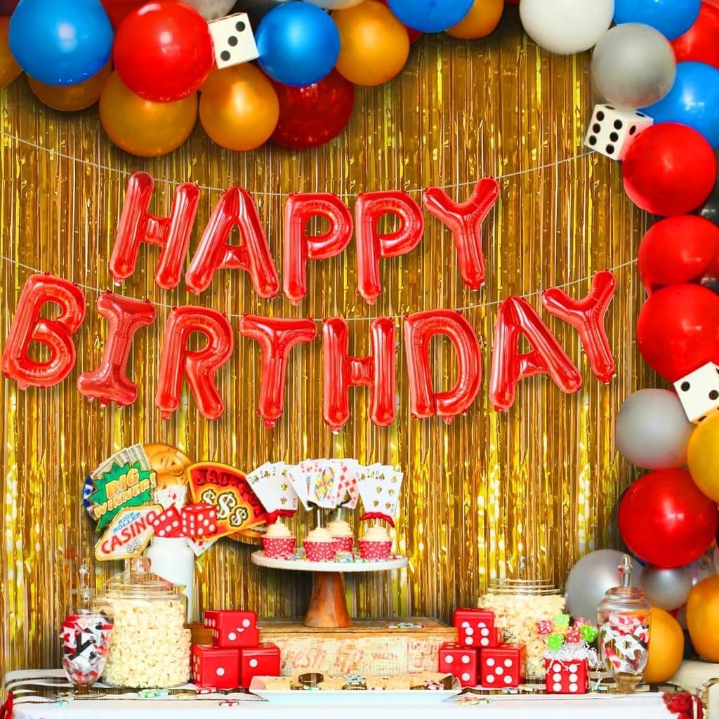 Red Happy Birthday Balloon Banner - 16 Inch | Red Mylar Foil Balloon For Happy Birthday Decorations | Birthday Sign Banner For Birthday Party Decorations